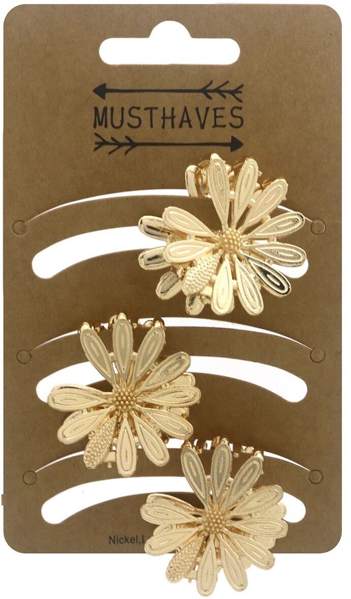 X-E9.2 H918-006-1 Fermaglio per capelli in metallo 3 cm Fiore - 3 pezzi