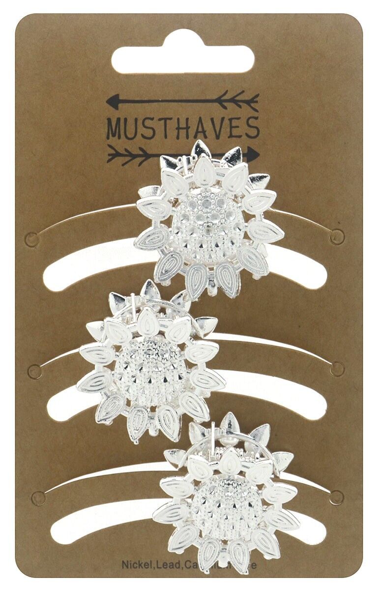 S-E7.3 H918-004-2 Fermaglio per capelli in metallo 3 cm Fiori - 3 pezzi