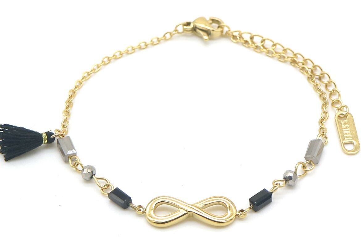 G-E19.1 B010-029G S.Bracciale in acciaio Infinity Oro-Nero