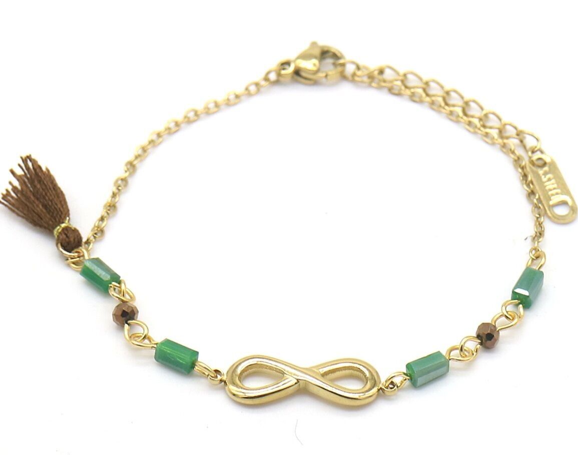 G-F18.3 B010-029G S.Bracciale in acciaio Infinity Oro-Verde