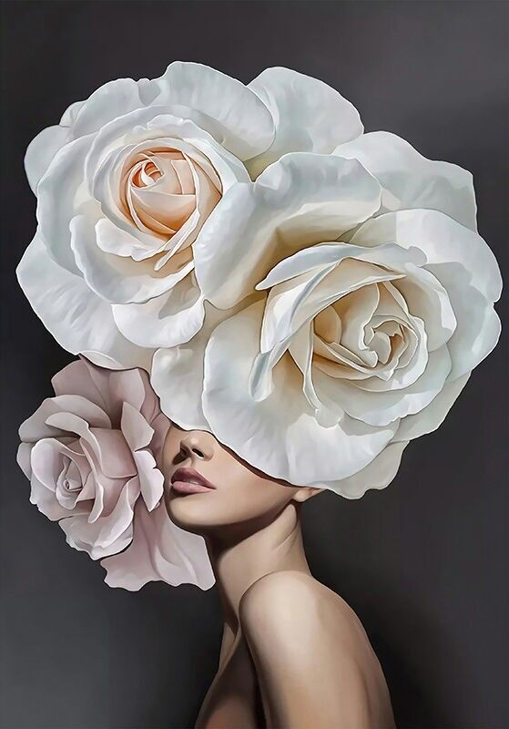 T-J7.1 GC82172 Diamond Painting - Tela 50x40cm - Dipinto 45x35cm Fiori