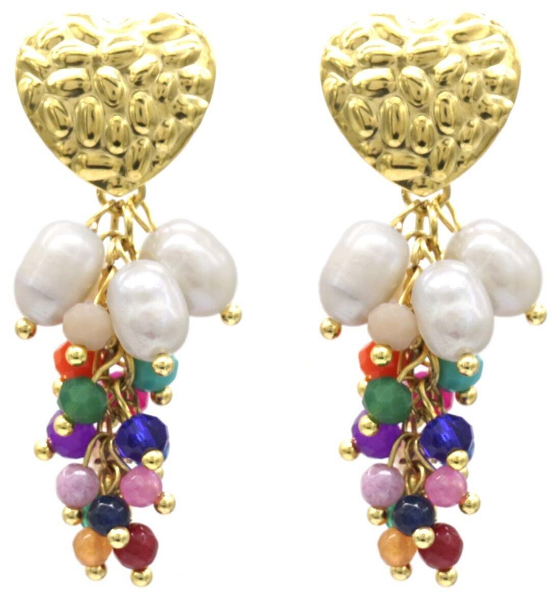 G-D19.5 E221-542 S. Orecchini in acciaio con perle d'acqua dolce 4.5cm