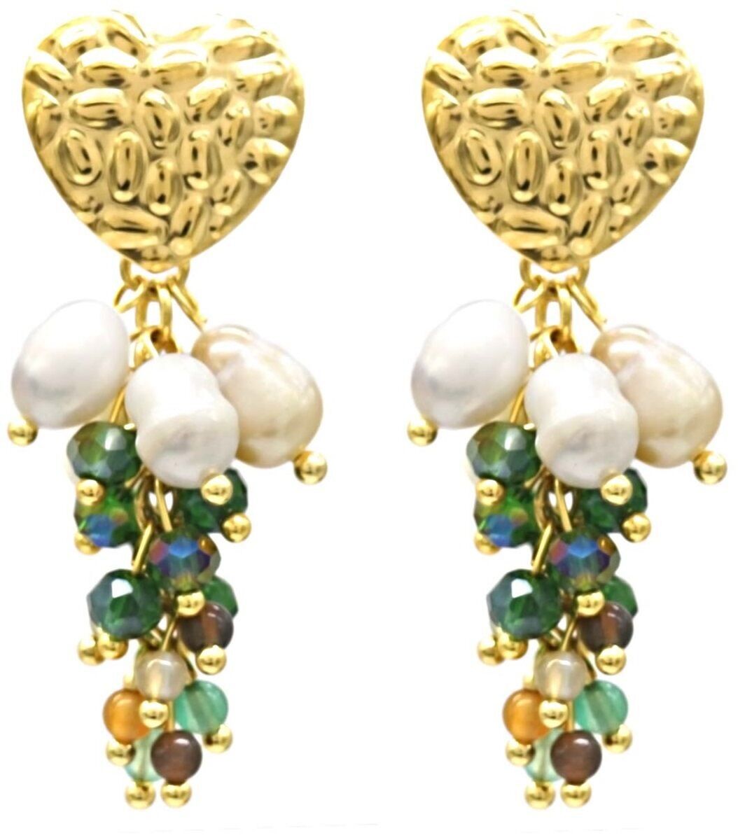 Sol-Si5.1 E221-542 N. 4 S. Orecchini in acciaio Perla 4.5 cm Verde