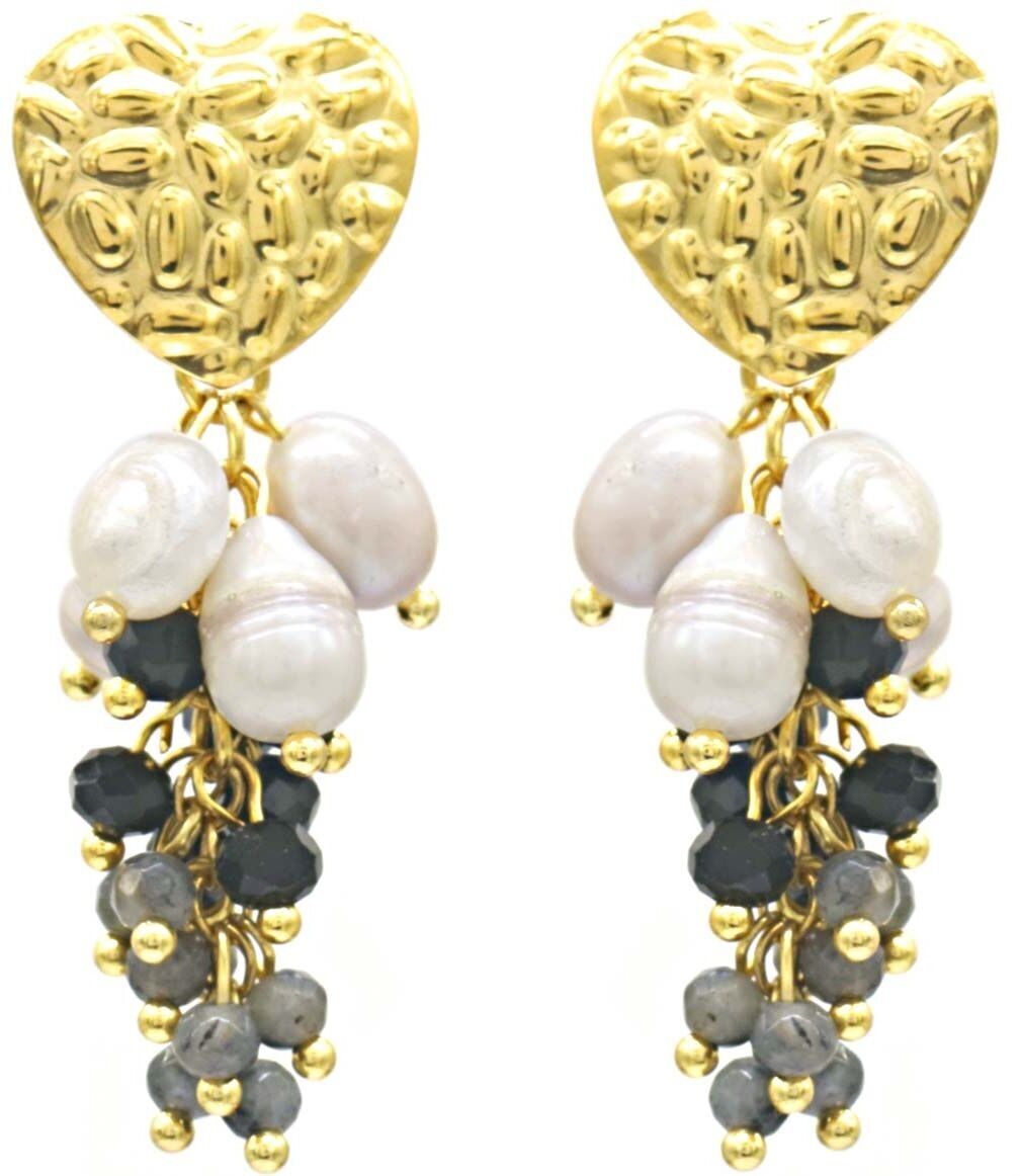 H-B15.3 E221-542 N. 6 S. Orecchini in acciaio Perla 4.5 cm Nero