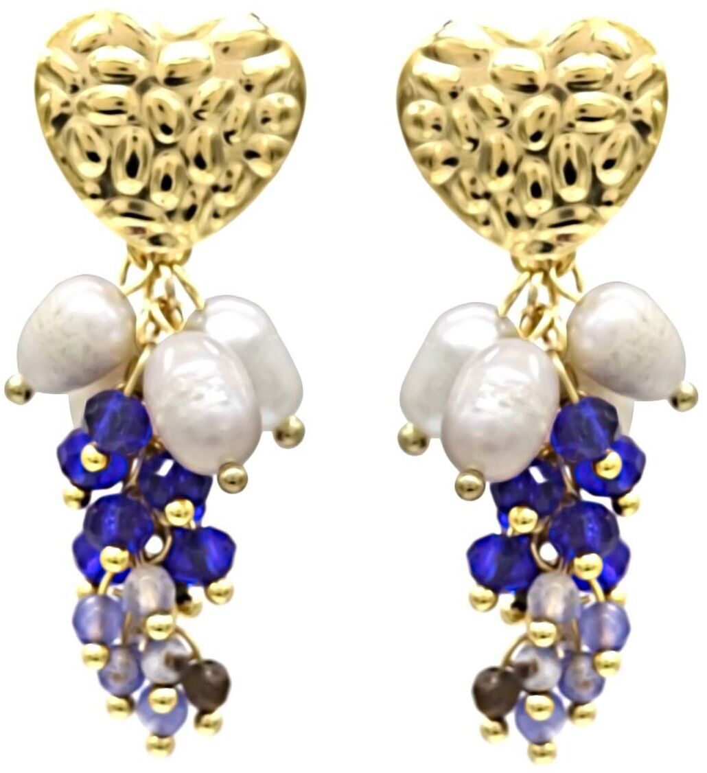 H-C15.3 E221-542 N. 5 secondi Orecchini in acciaio Perla 4.5 cm Blu