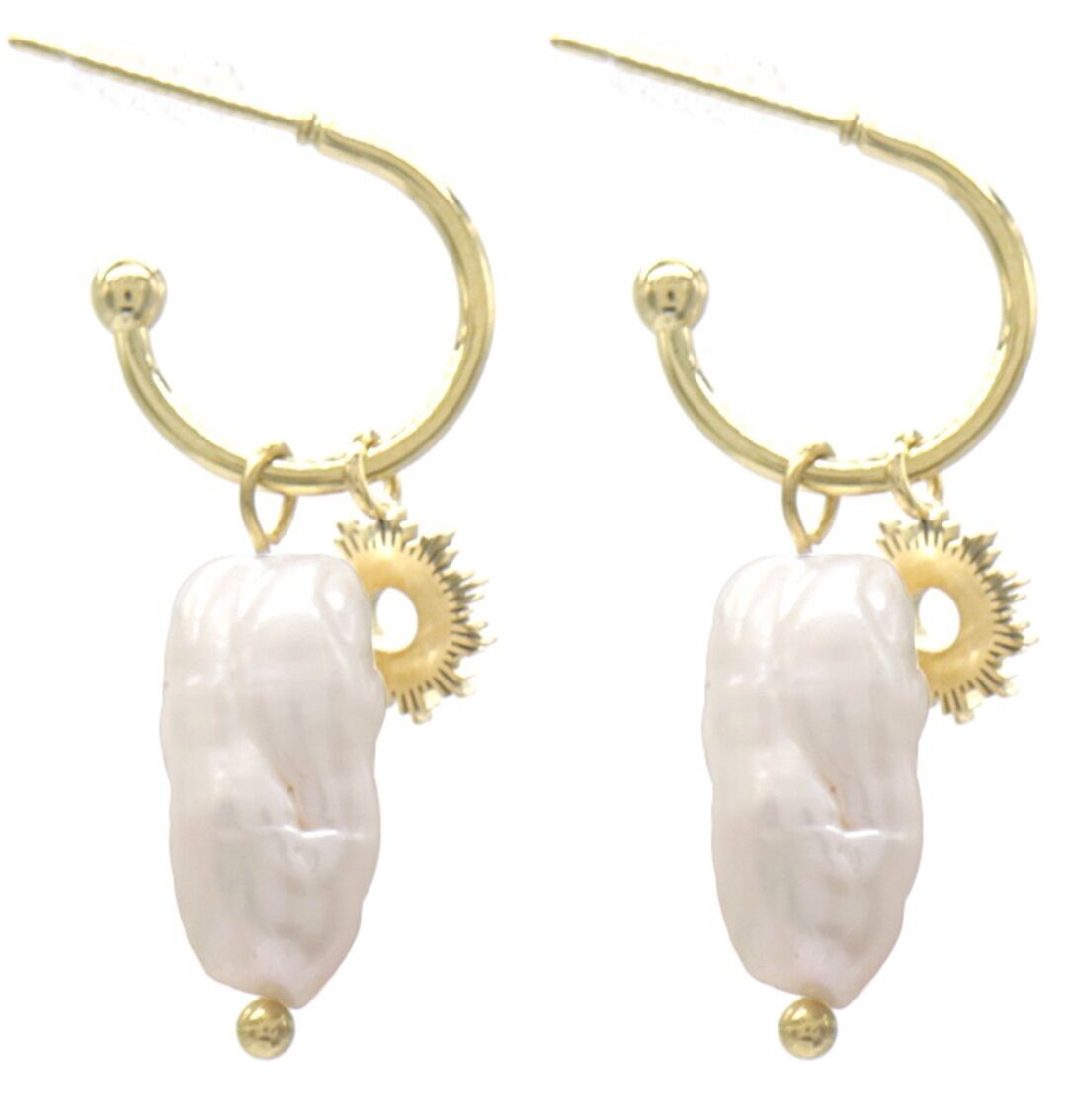 G-C15.2 E031-068G S.Orecchini in acciaio Sole - Perla d'acqua dolce