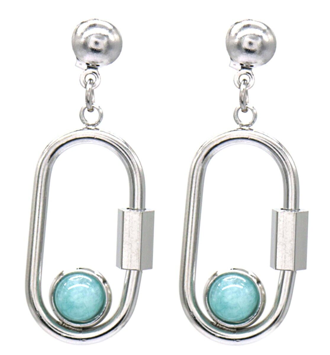 A-C17.1 E031-112S Orecchini in acciaio S. Turchese 3.5x1.5cm