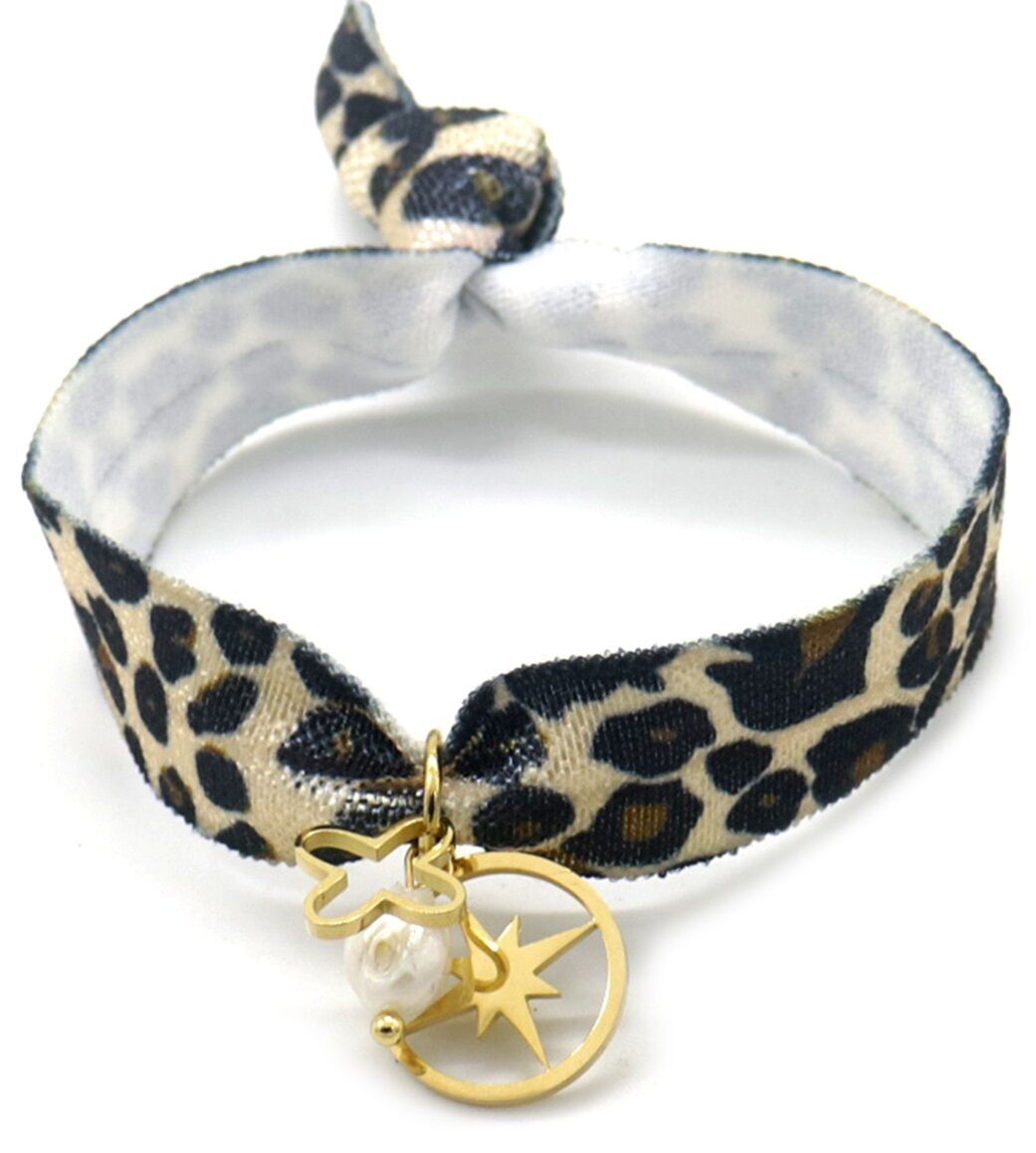 E-F10.1 B2275-007G S.Bracciale in acciaio con stella leopardata