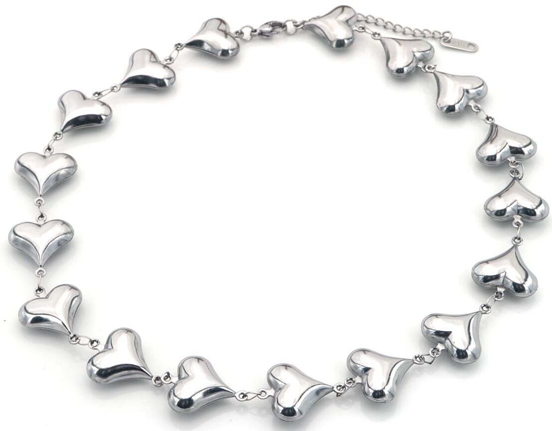B-D3.3 N074-020S S.Collana in acciaio Cuori