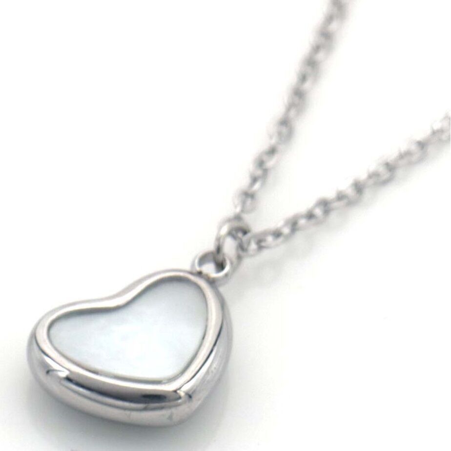 C-E3.2 N2517-014S S.Collana in acciaio 10mm Cuore MOP 40-45cm