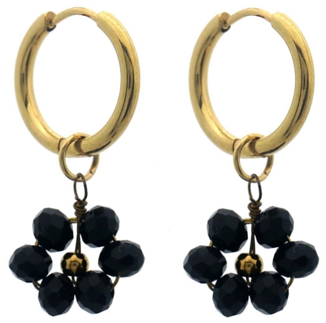 H-A17.5 E103-232-6 S. Orecchini in acciaio e perle di vetro 3x1.5cm