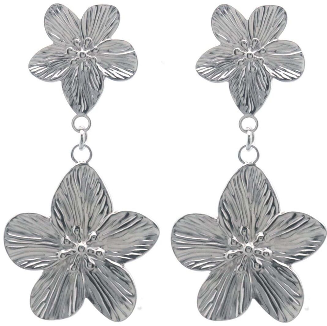 F-B5.3 E2503-014S S. Orecchini in acciaio Fiori 5.5×2.5cm