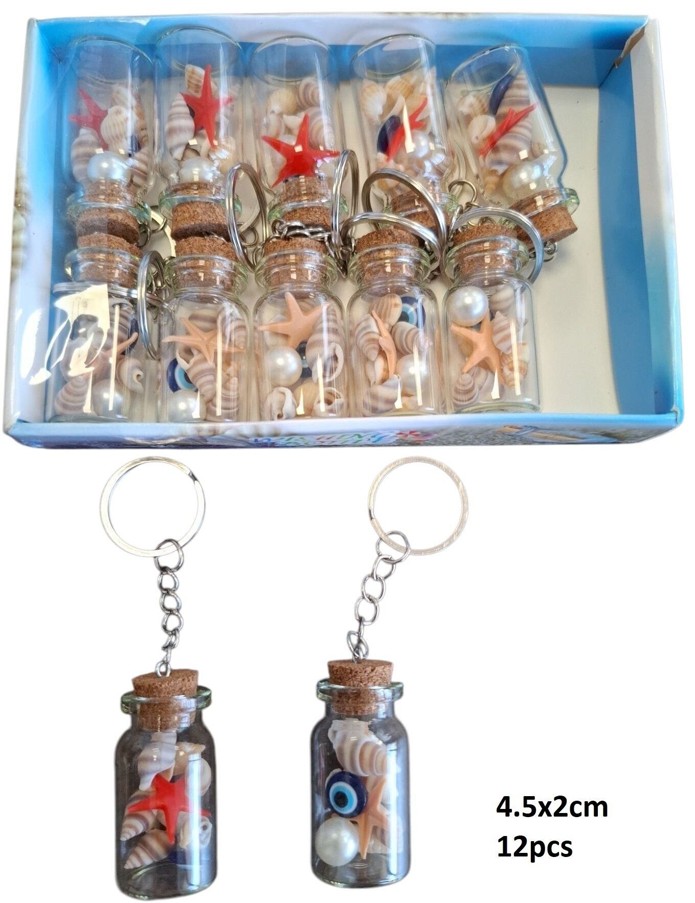 Q-O6.2 C953-004 Bottiglia dei desideri 4.Portachiavi 5x2cm - 12 pezzi