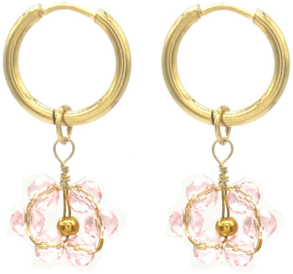 E-A6.4 E103-232-2 S. Orecchini in acciaio e perle di vetro 3x1.5cm