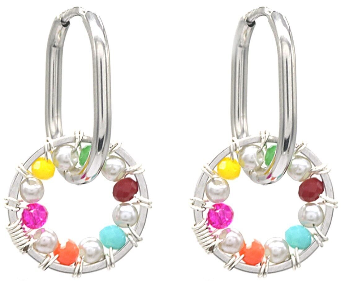 C-C3.1 E221-310S S. Orecchini in acciaio Cerchio multicolore 3 cm