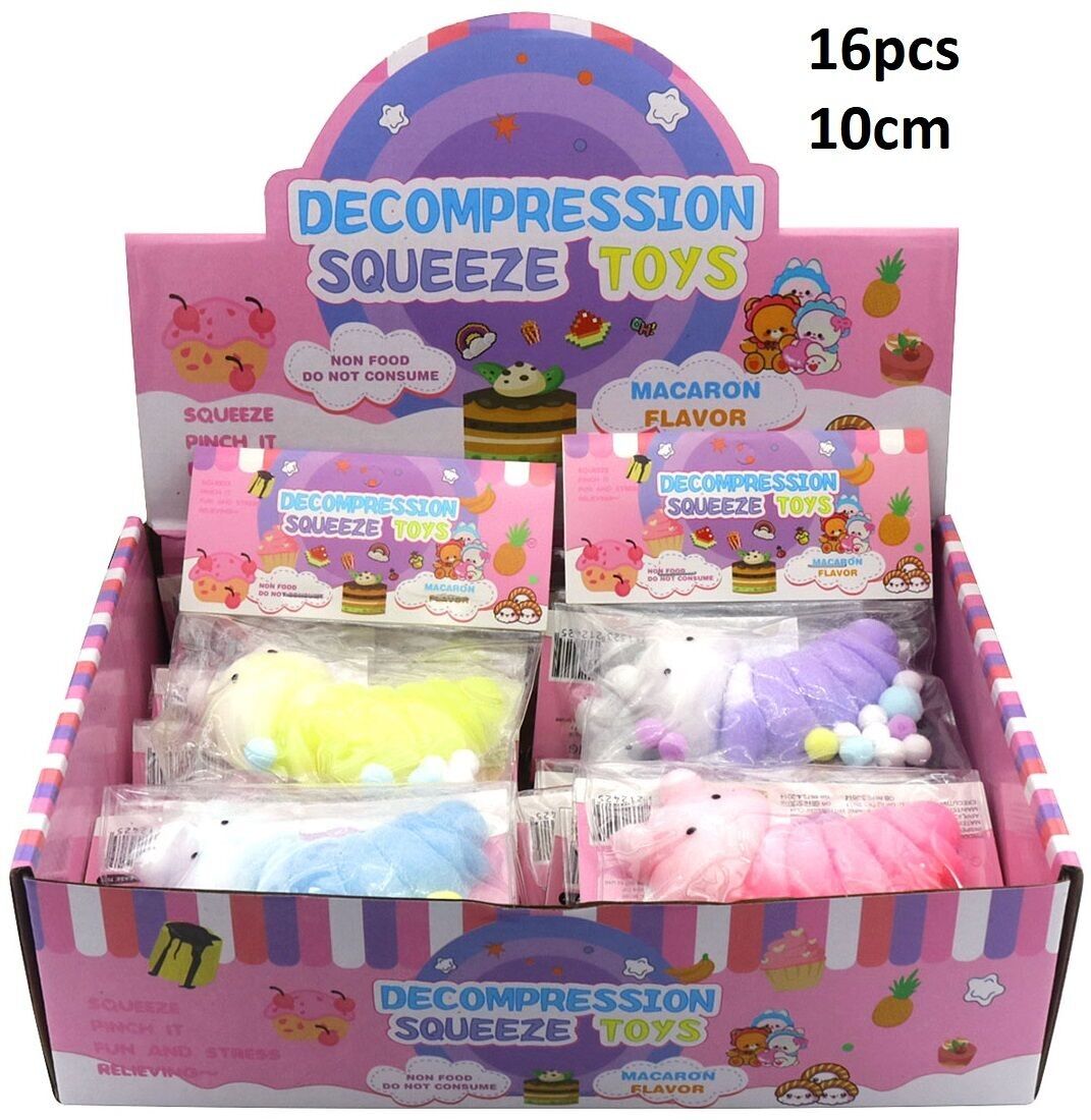 R-E6.2 TOY2535-032 Giocattoli decompressivi squishy - Bruco 10 cm - 16 pezzi