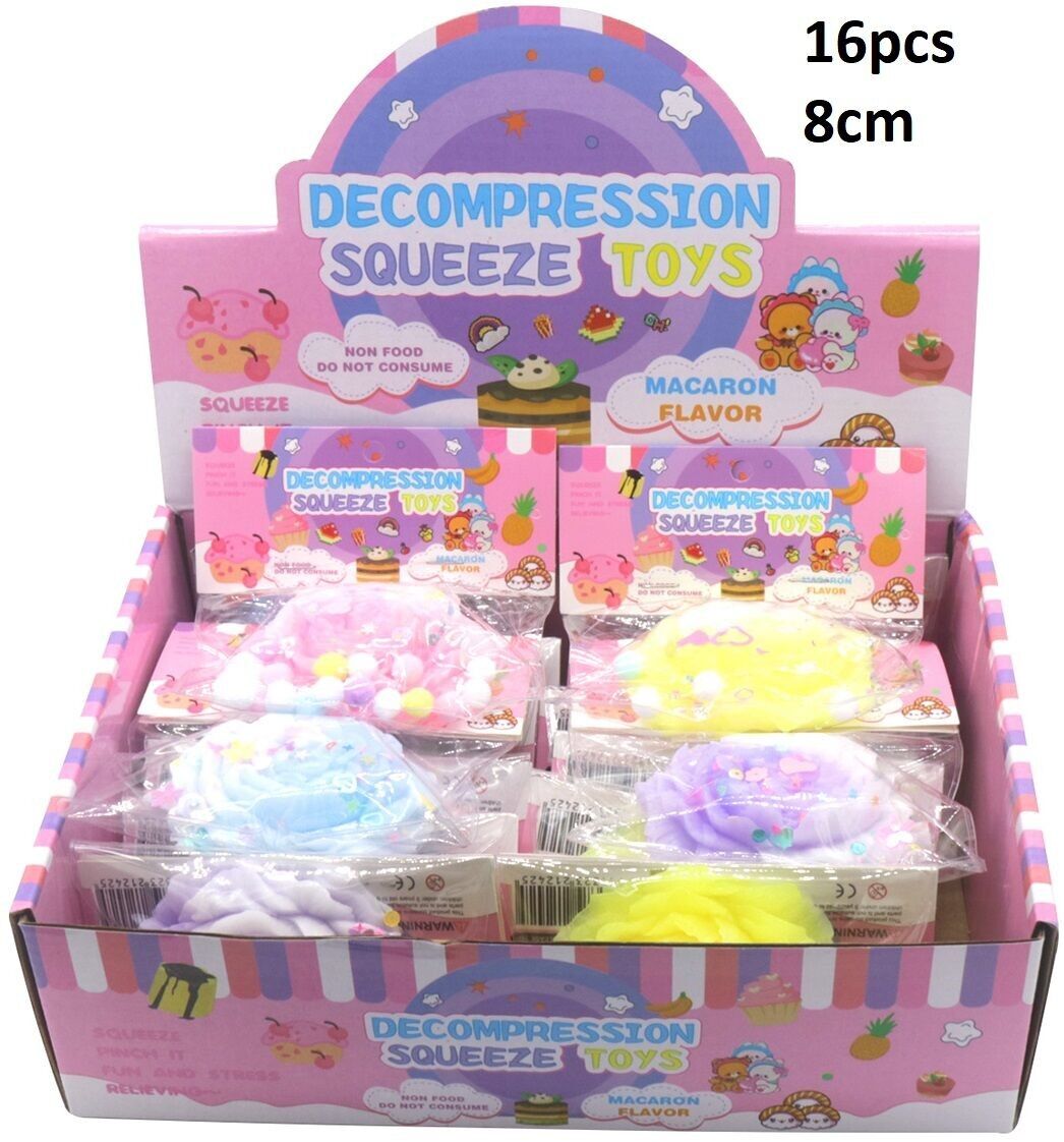 L-B4.2 TOY2535-033 Squishy Decompression Squeeze Toys - Rosa 8 cm - 16 pezzi