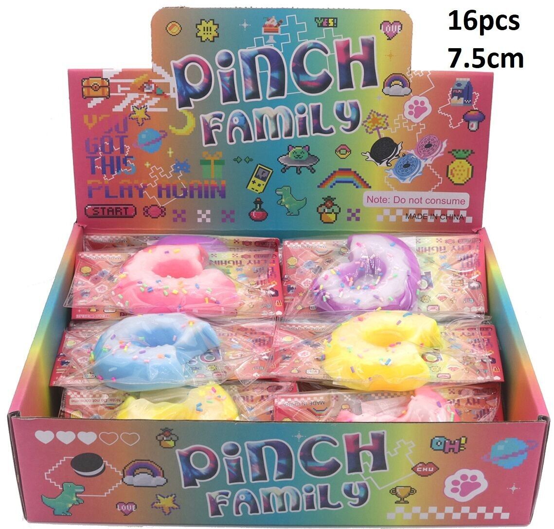K-E3.1 TOY2535-030 Giocattoli decompressivi squishy - Ciambella 7.5 cm - 16 pezzi