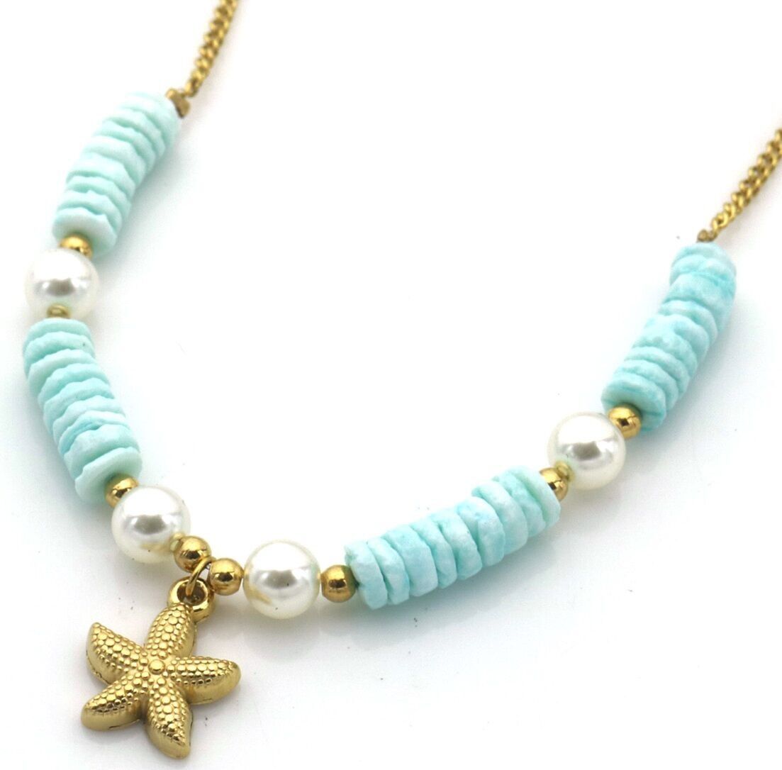 J-C4.1 N074-007G-2 S.Collana in acciaio Stella marina 40-45cm