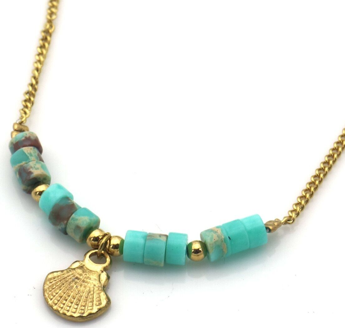 J-F6.3 N074-008G S.Collana in acciaio con conchiglia 40-45 cm