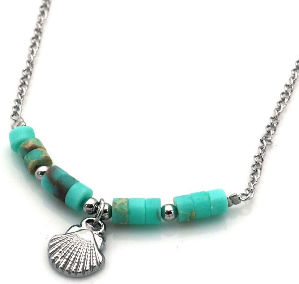 J-F4.1 N074-008S S.Collana in acciaio con conchiglia 40-45 cm