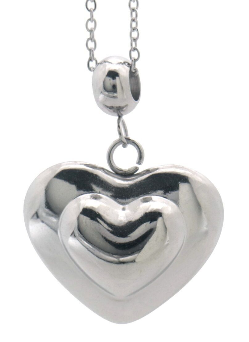 J-B4.1 N2517-025S S. Collana in acciaio 2.Cuore da 5 cm 40 - 45 cm