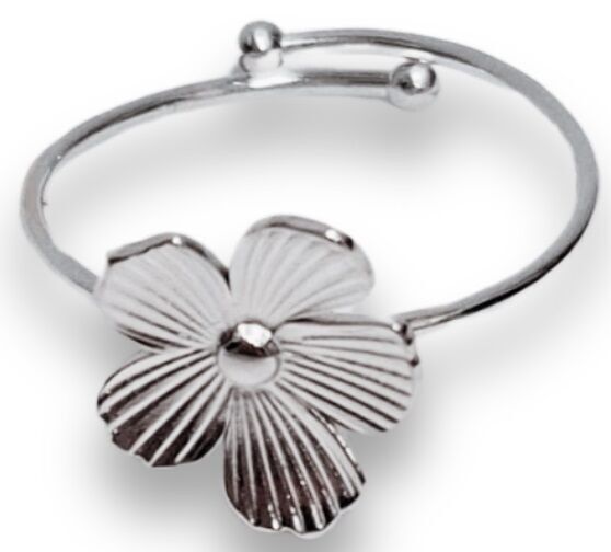F-A20.2 R074-068S S.Anello in acciaio con fiore regolabile