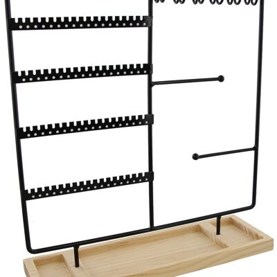 Z-D3.3 PK424-168 Espositore per gioielli in metallo con legno 35x30x9.5 cm Nero