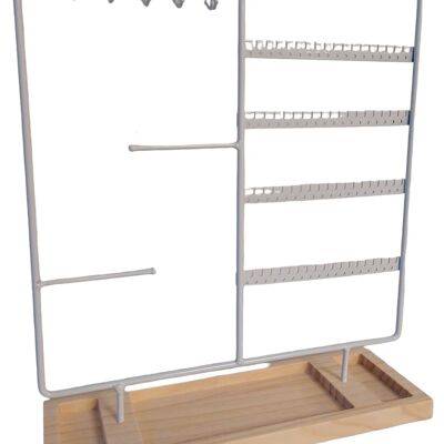 R-L6.2 PK424-168 Espositore per gioielli in metallo con legno 35x30x9.5 cm Bianco