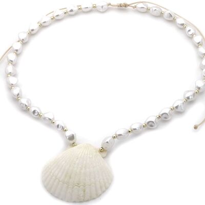 J-E3.2 N2540-062 Collier fantaisie Perles - Coquillage