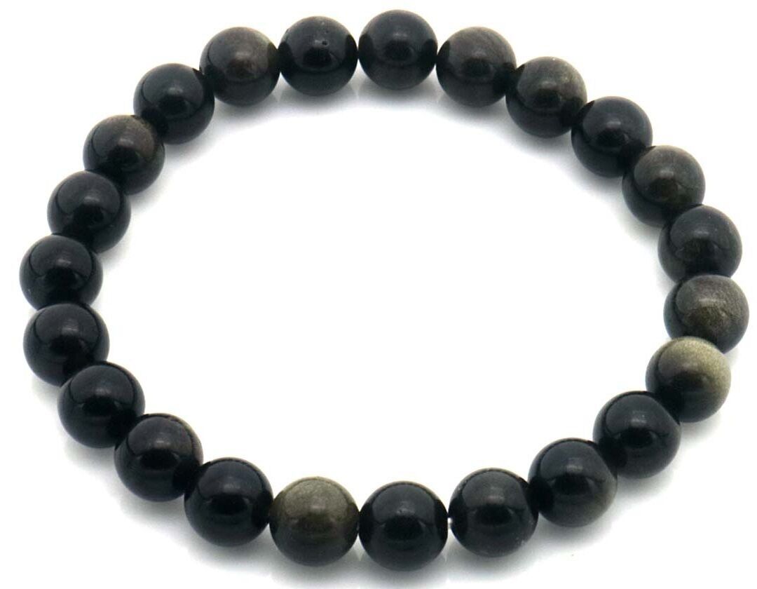 E-C19.4 B002-009 Steinarmband 8mm Obsidianstein -19cm