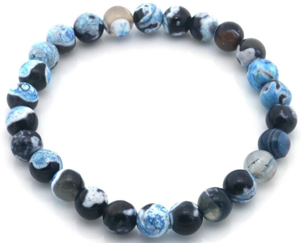 E-B20.2 B002-176 Steinarmband 8mm Blauer Feuerachat - 19cm
