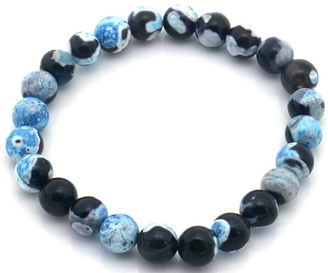 E-C6.5 B002-176 Steinarmband 8mm Blauer Feuerachat - 21cm