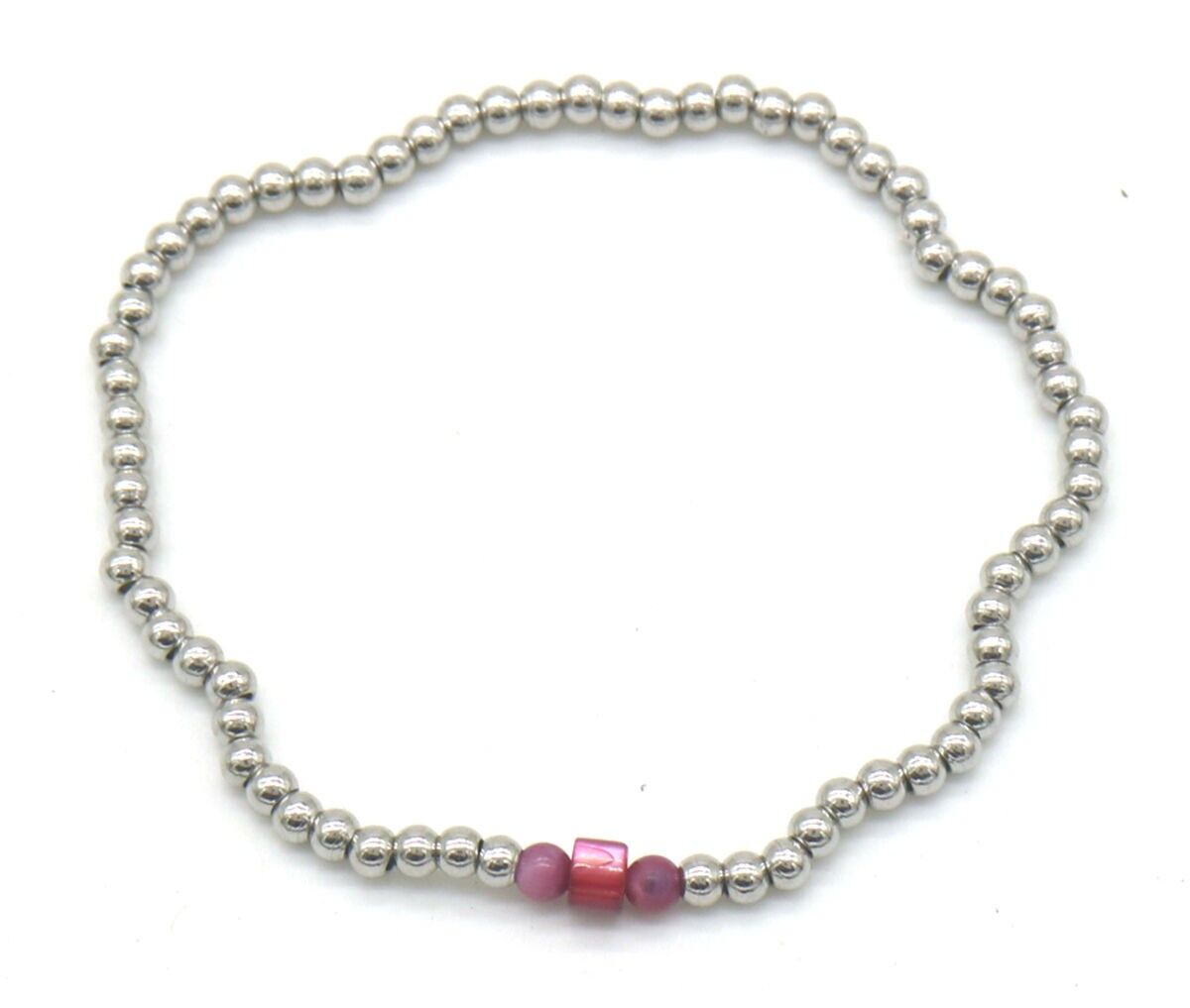 B-D6.4 B2142-005C S.Bracciale elastico in acciaio con pietra Bauhinia