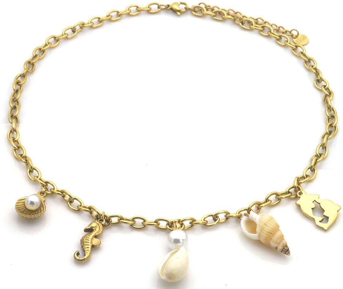 H-A16.1 N2503-003G S.Collana in acciaio con ciondoli Sealife 40-45cm