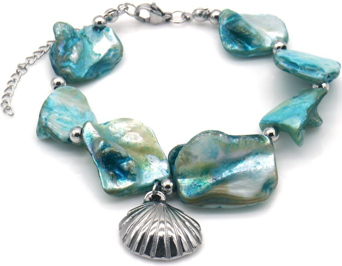 F-D21.2 B074-084S-1 S.Bracciale in acciaio con conchiglie 16 - 21 cm
