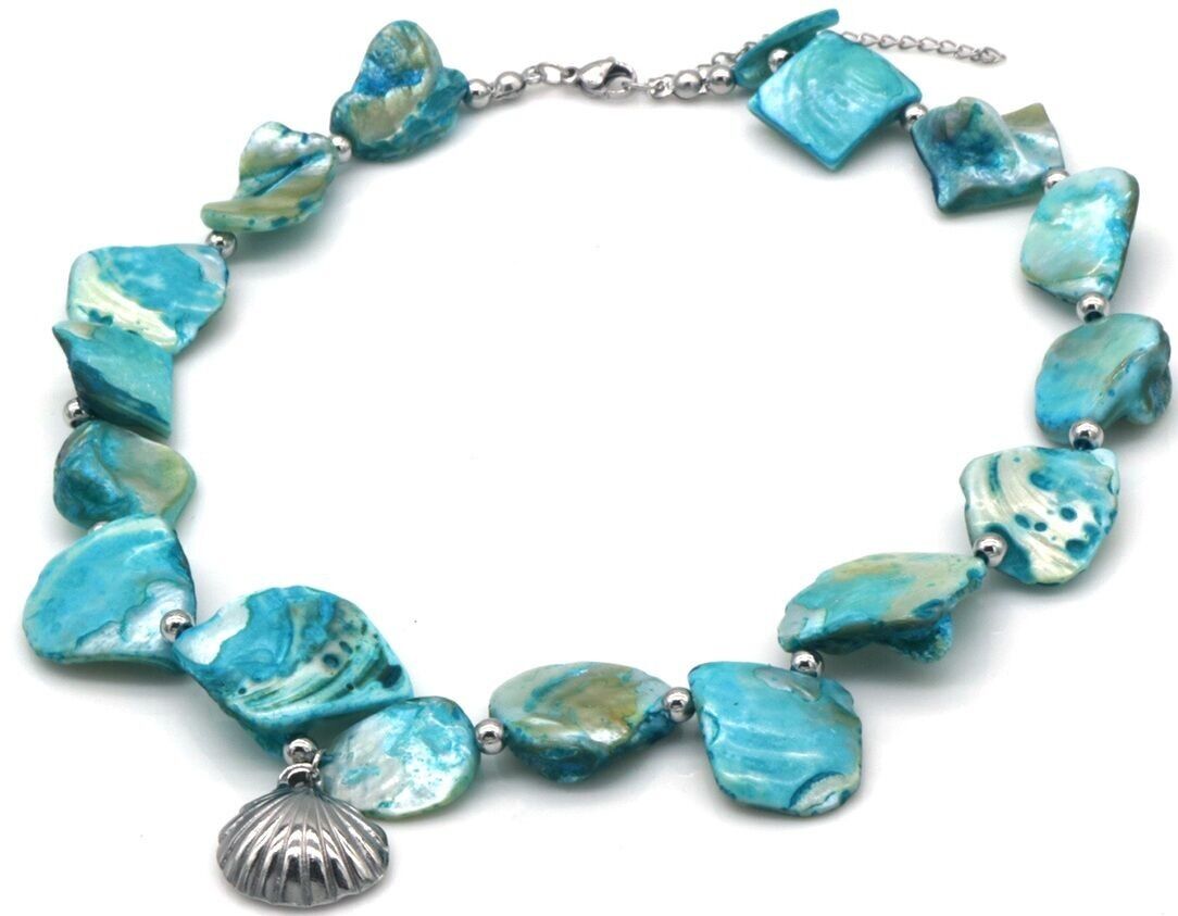G-C1.2 N074-056S-1 S.Collana in acciaio con conchiglie 40-45 cm