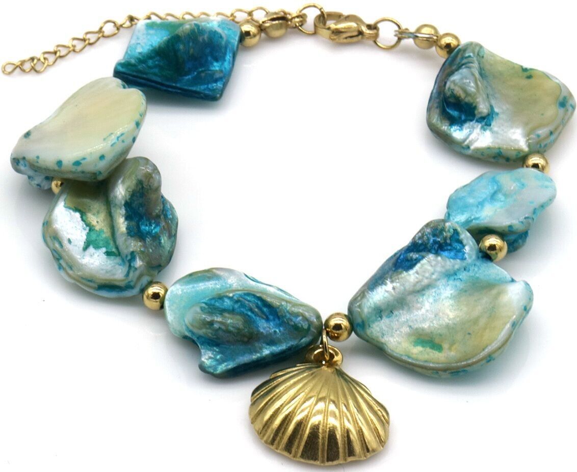 F-E15.2 B074-084G-1 S.Bracciale in acciaio con conchiglie 16 - 21 cm