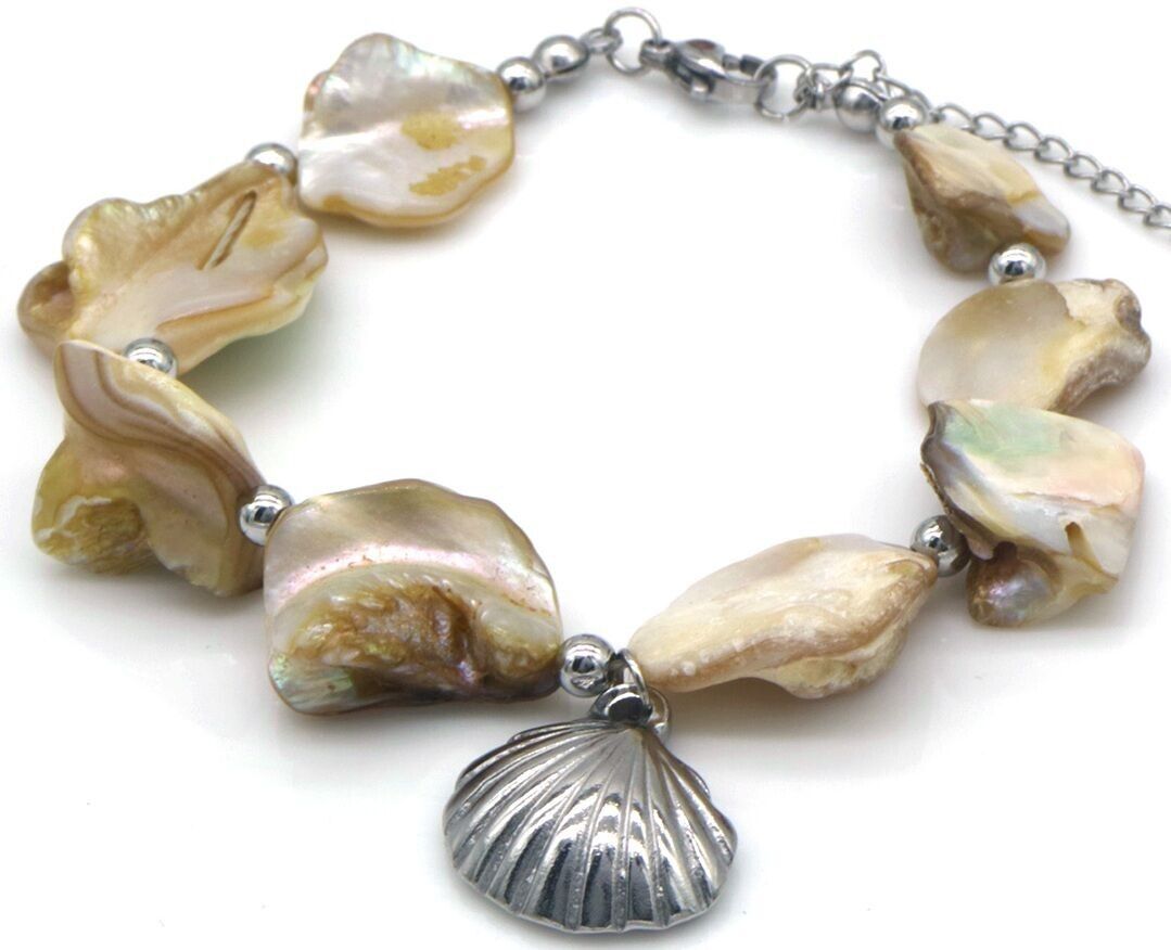 F-D8.1 B074-084S S.Bracciale in acciaio con conchiglie 16-21 cm