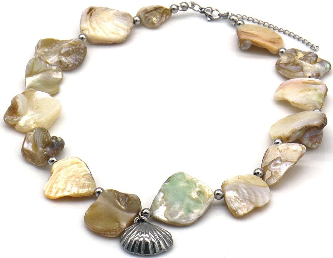 Sol-Re2.1 N074-056S-2 S.Collana in acciaio con conchiglie 40-45 cm
