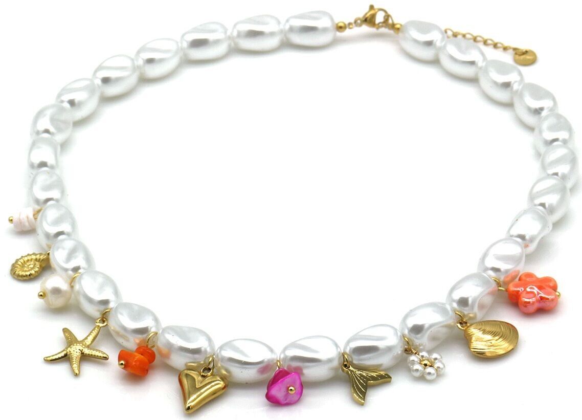 H-A24.2 N1036-005 Perlenkette S.Stahl-Charms Meerestiere 40-45cm