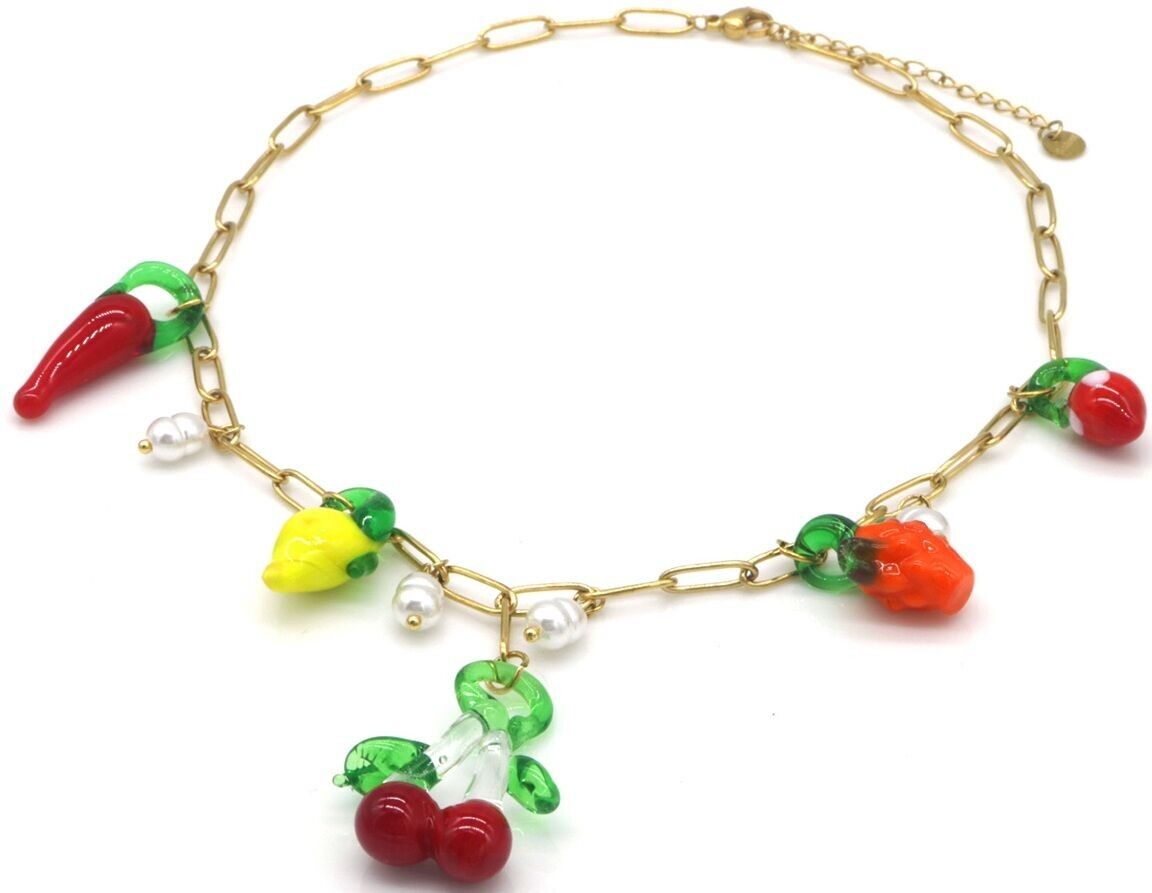 F-D2.1 N1036-013G S.Stahlkette Glasfruchtanhänger 40-45cm