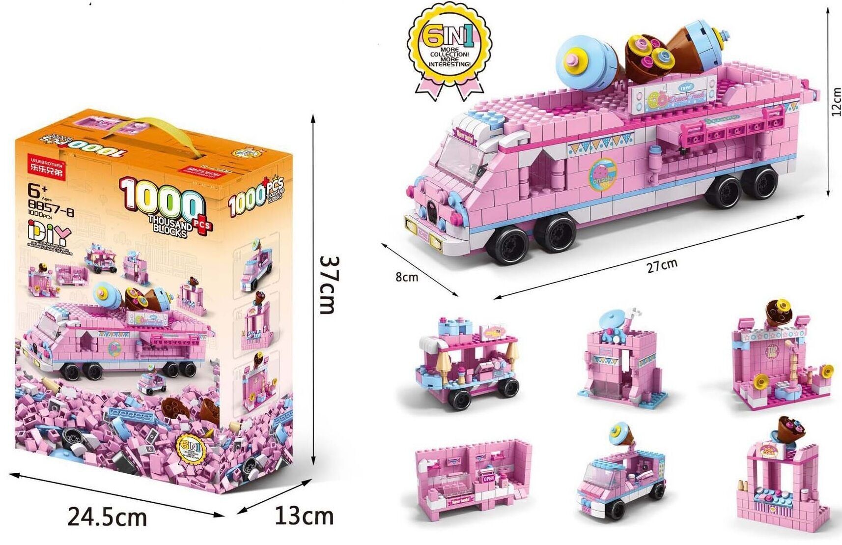 Y-F6.2 TOY8837-8 Building Blocks Set Bus  - 1000pcs