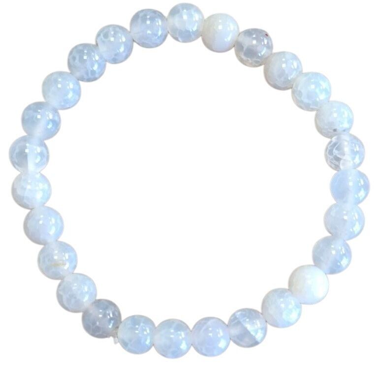 E-C5.3 B002-185 Steinarmband 8mm Weißer Drachenstein - 21cm