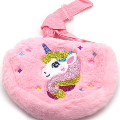 Q-H2.2 BAG2403-052-3 Fluffy Bag Unicorn 19x15cm for Kids