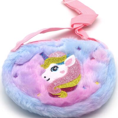Q-N7.1 BAG2403-052-2 Fluffy Bag Unicorn 19x15cm for Kids