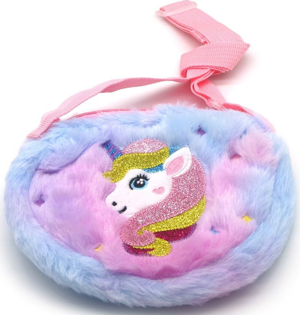 Q-N7.1 BAG2403-052-2 Flauschige Tasche Einhorn 19x15cm für Kinder
