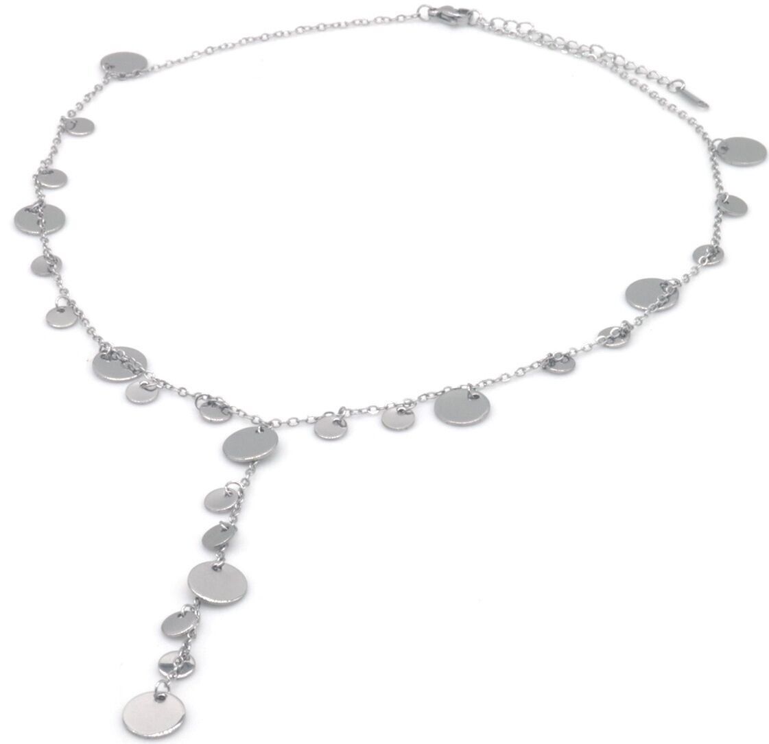 H-C18.2 N1033-007S S.Collana in acciaio con monete 40-45 cm