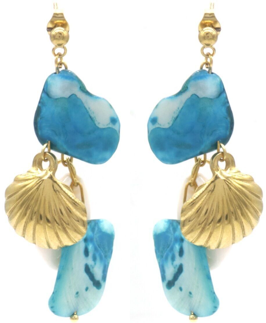 J-E7.2 E074-100G S.Orecchini in acciaio conchiglie 6cm