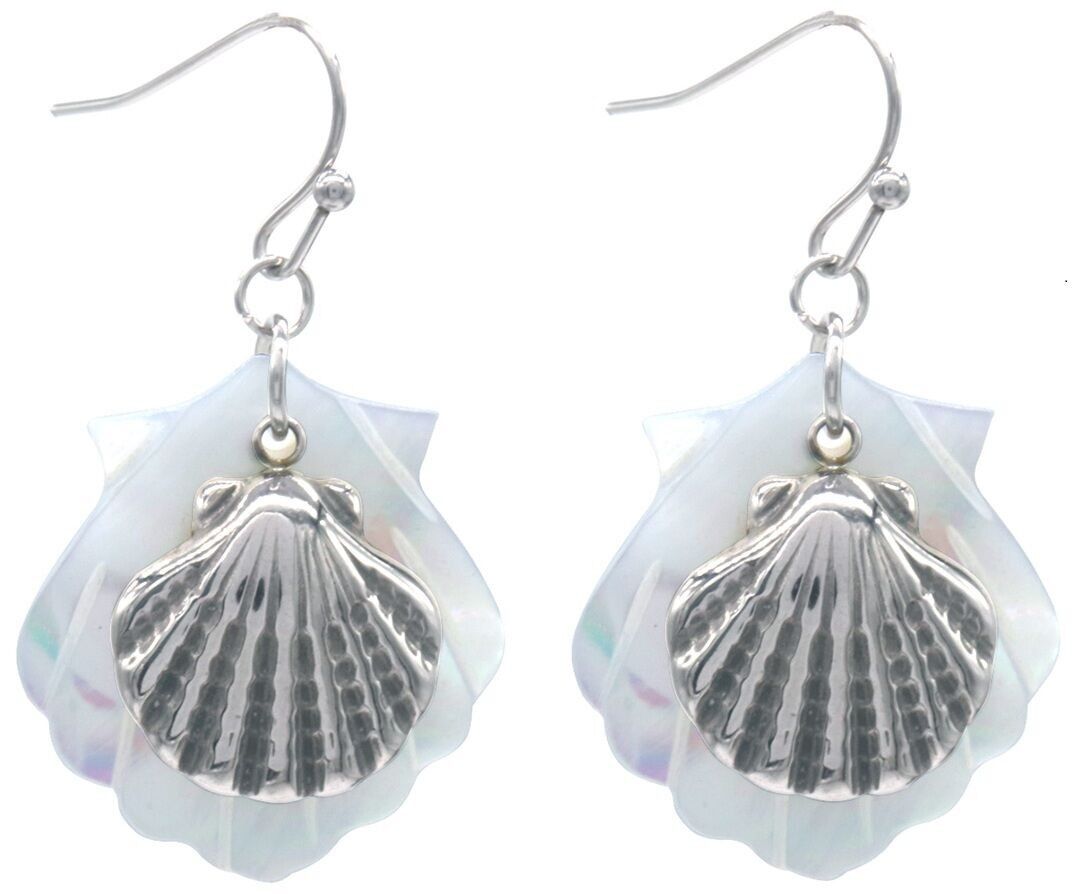 B-D19.4 E1033-005S S.Orecchini in acciaio MOP Shell - 4 cm